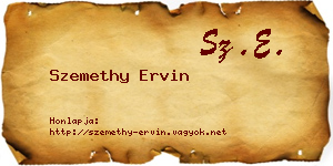 Szemethy Ervin névjegykártya